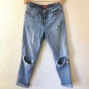 Lucky Brand Mid-Rise Distressed Light Wash Jeans in Size 25